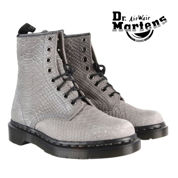 Dr. Martens Shoes - Dr Doc Martens 1460 Textured Snake-Embossed 8 Eye Combat Moto Boots